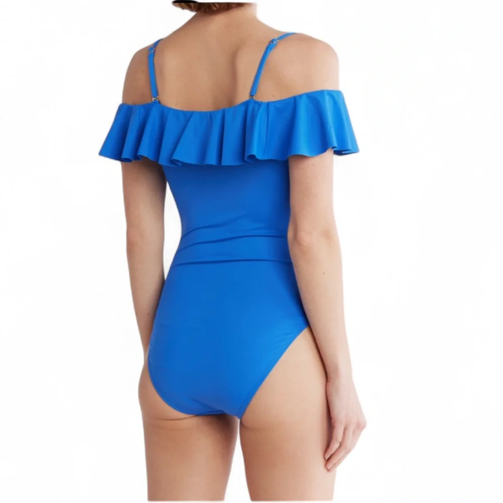 La Blanca China Blue Convertible‎ Ruffle One Piece Swimsuit